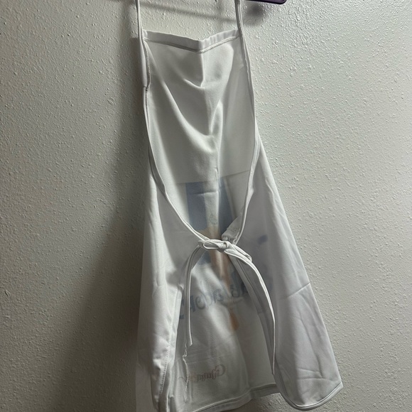 Gildan White Apron with Blue and Green Design - Picture 13 of 13